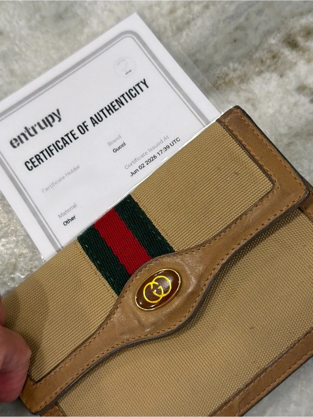 Gucci Beige Canvas and Wallet with Signature Web Stripe